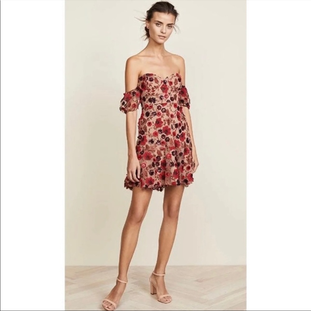 FOR LOVE & LEMONS Amelia Strapless mini Bouquet Floral Dress